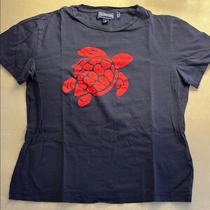 Vilebrequin Navy T-Shirt with Red Turtle Design
